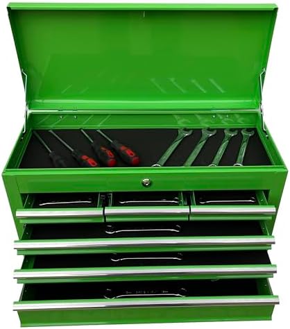 Workington Portable Metal Tool Chest with 6 Drawers, 24" 6-Drawer Tool Chest Cabinet with Ball Bearing Drawer Slides, Steel Tool Storage Box Organizer 4005 Green