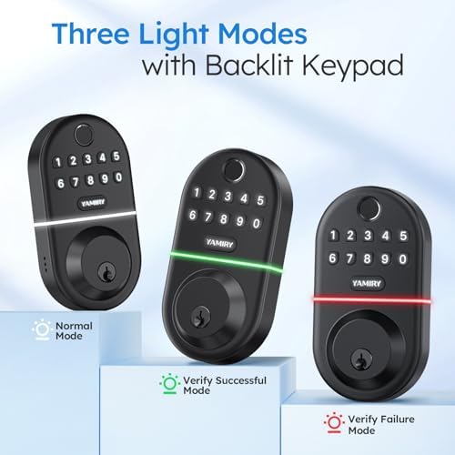 Yamiry Electronic Keypad Deadbolt, Fingerprint Door Lock,Keyless Entry Digital Lock for Front Door, Smart Deadbolt,Easy Installation