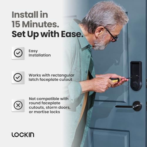 Lockin Veno Pro Smart Lock, Palm Vein Keyless Entry, Single Battery, Camera