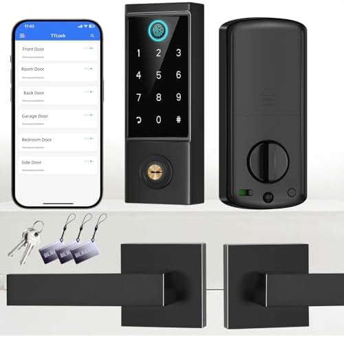 BEBASIA APP Control Fingerprint Lock with Handle, Heavy Duty