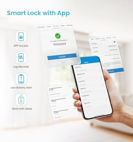 Veise VE06 Smart Lock for Front Door, App Control, Matte Black