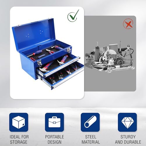 WORKPRO 18-Inch Tool Box with 2 Drawers & Top Storage