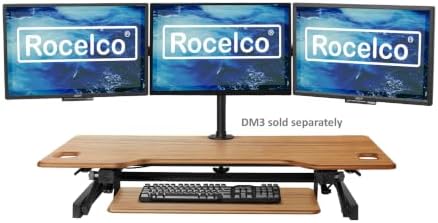 rocelco 46" large height adjustable standing desk converter, front angle view