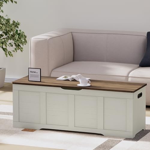 Timberer 47.2" Storage Chest Extra Large Storage Bench with 2 Safety Hinges