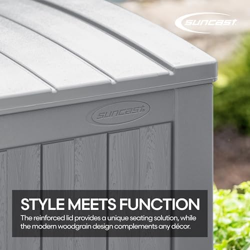 Suncast XL Resin Deck Box, 134 Gal, with Pad-Lockable Lid, Dove Gray