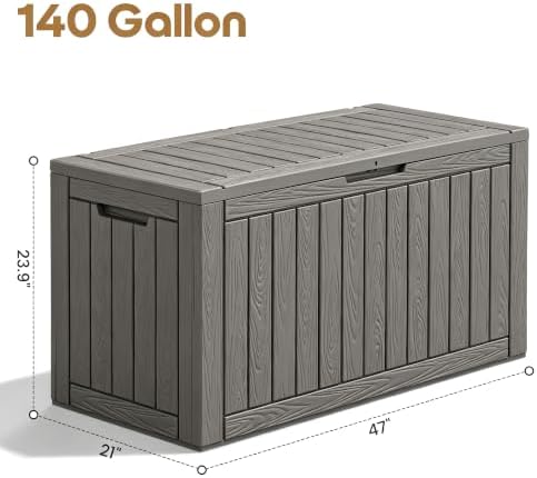 KAMABOKO 140 Gallon Outdoor Storage Box Waterproof Deck Box for Patio