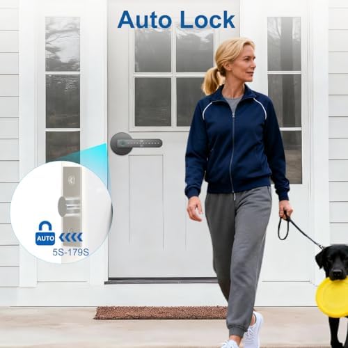 BIWIBON Fingerprint Door Lock, Fingerprint Door Knob with 5 Unlock Options