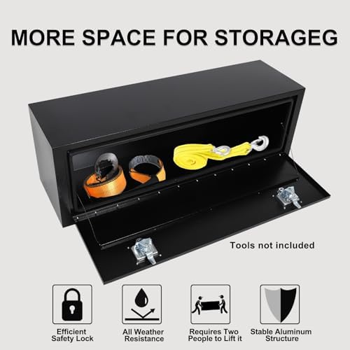60 Inch Steel Underbody Truck Tool Box Heavy Duty Storage Organizer Tool Box Waterproof 60"X18"X18" Black