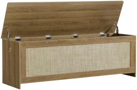 55.1" Storage Chest Extra Large,Rattan Storage Bench(Cherry Brown)