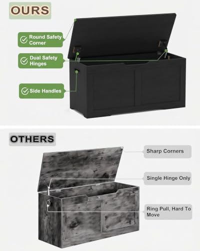 Timberer 31.5" Storage Chest with 2 Safety Hinges, Wooden Storage Trunk