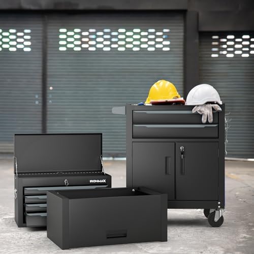 IRONMAX 3-in-1 Steel Rolling Tool Chest, 6 Drawers and Storage Compartment