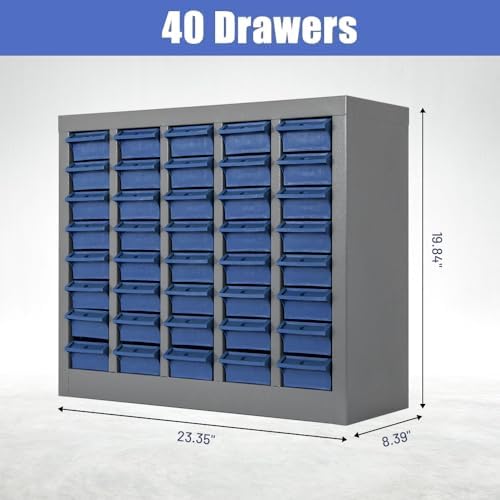 Yeeoy 40 Drawers Parts Cabinet, Nut and Bolt Storage Organizer, Grey