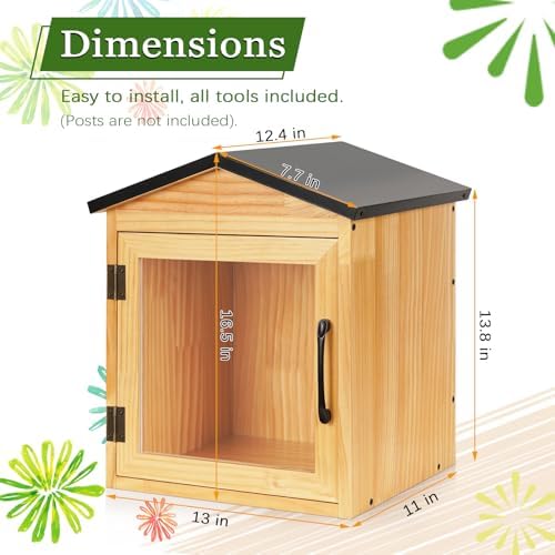 Outdoor Library Outdoor Book Box Storage, 13x11x16 Inch