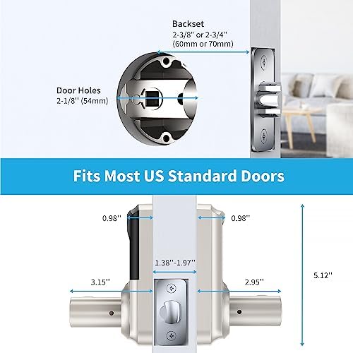 Signstek Keyless Entry Door Lock, Keypad Door-Lock with Code, Electronic Digital Smart Lock for Front Door with Handle, Touchscreen, Satin Nickel