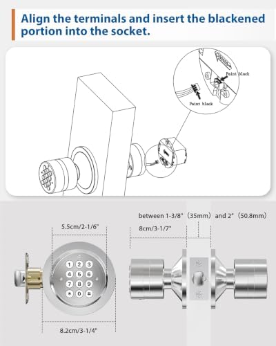 Keyless Entry Door Lock, Door Knob with Keypad, Smart Code Door Lock, Mute Mode, Passage Function, Easy to Install, Satin Nickel