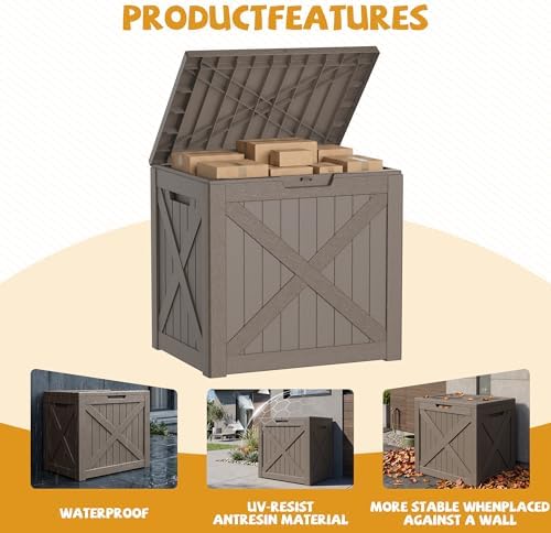 40 Gal Outdoor Storage Box Waterproof Lockable Deck Boxes Grey