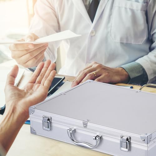 aluminum tool case lockable portable storage box 14.5, front angle view