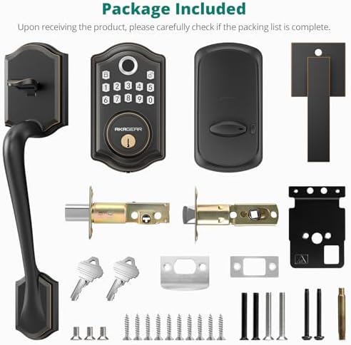 AkaGear DS10 Fingerprint Keyless Entry Door Lock with Handle Set