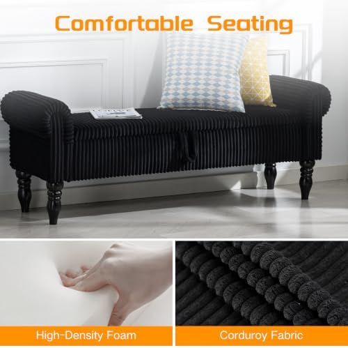 60" Storage Bench for Bedroom,End of Bed Bench with Storage