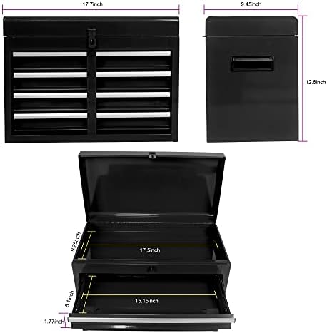 5 Drawer Rolling Tool Chest with Wheels, Tool Storage Cabinet & Tool Box Cart, Snap on Tool Chest with Drawers and Bottom Cabinet and Adjustable Shelf Organizer for Garage Warehouse Workshop - Black