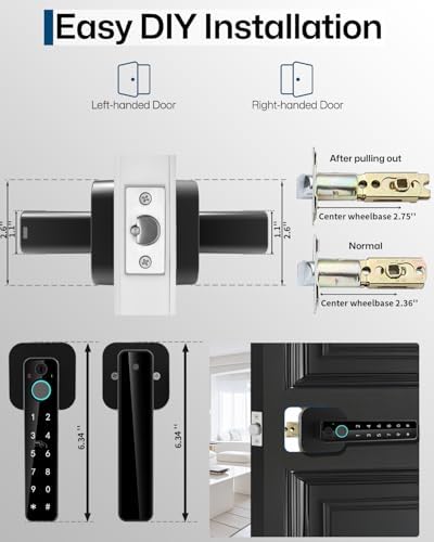 Buoan 5-in-1 Smart Fingerprint Door Lock, Keyless Entry Digital Knob