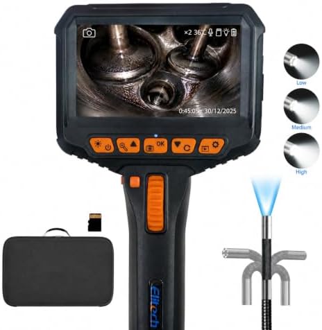 elitech articulating borescope with light, 6mm/0.24in inspection camera shown in use
