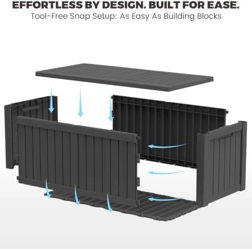 Outdoor Storage Box,150 Gallon Waterproof Deck Box [Upgraded 3.0]