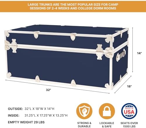 Rhino Classic Large Trunk for Camp & College, Dorm Storage Footlocker Chest