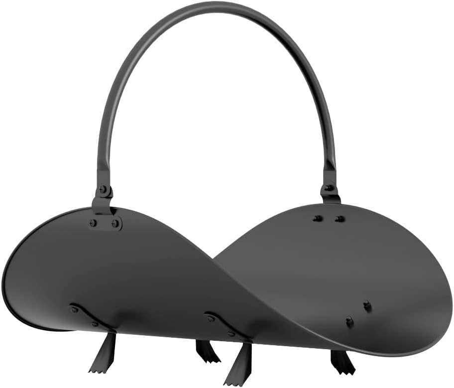 black log holder indoor and outdoor firewood rack, side view