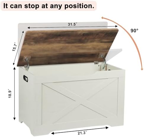 Timberer 31.5" Storage Chest, Wooden Storage Bench, Entryway Shoes Bench