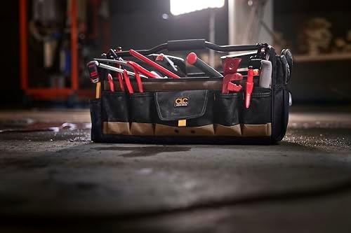 Custom Leathercraft WORK GEAR 1579 20 Inch, Open Top, Soft Sided Tool Box, 27 Pockets