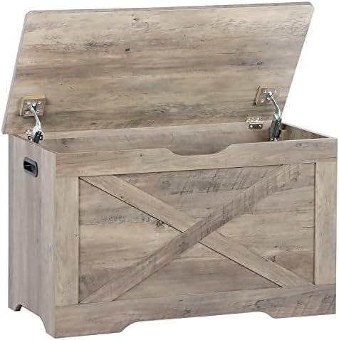 Timberer 31.5" Storage Chest, Wooden Storage Bench, Entryway Shoes Bench