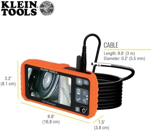 klein tools et19 wi-fi pro borescope, 5.5 mm showing dimensions