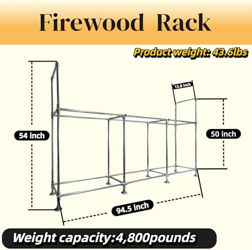 8ft Heavy Duty Firewood Rack Outdoor with Cover,2-Tier,8 Aluminum Base Feet