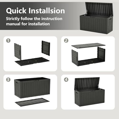 KAMABOKO 100 Gallon Outdoor Storage Box Waterproof Deck Box for Patio