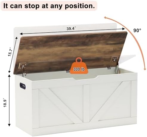 Timberer 39.4" Storage Chest, Wooden Storage Bench, Large Storage Trunk