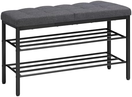 HOOBRO Shoe Bench, Storage Bench with Cushion, Entryway Bench Shoe Shelf