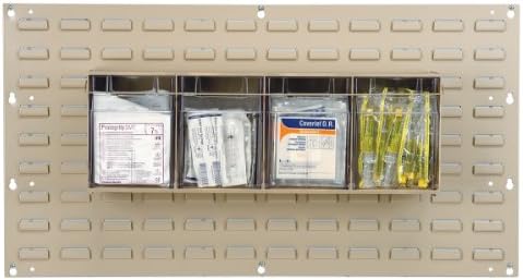 Akro-Mils TiltView Plastic Storage Cabinet with 4 Tilt Out Bins, Horizontal Plastic Parts Organizer, Teacher Toolbox, and Office Supply Organizer, 23-5/8" W x 8-3/16" H x 6-3/4" D, Stone