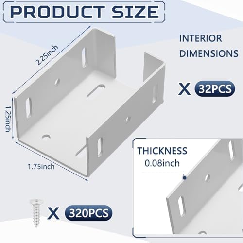 Hicarer 16 Pcs Aluminum Vinyl Fence Brackets with Screws