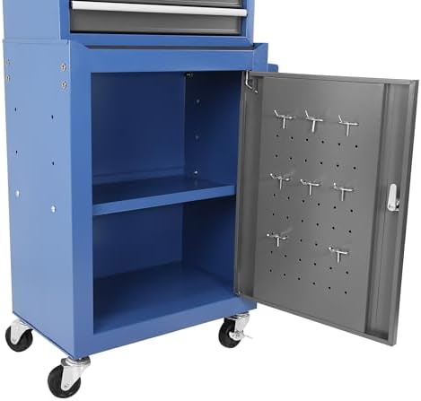 Henf Rolling Tool Storage Cabinet with Detachable Tool Box, 3-Drawer Steel Organizer, Adjustable Shelf, Wheels for Garage