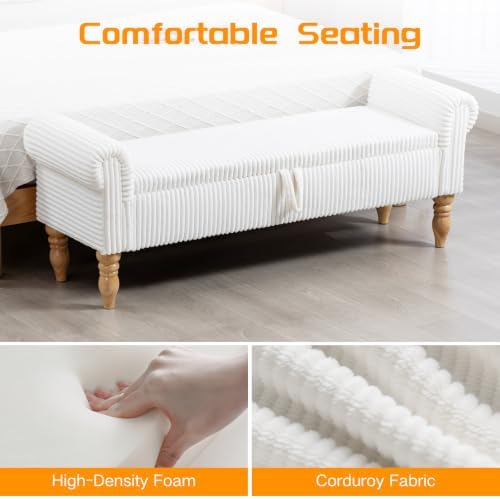 60" Storage Bench for Bedroom,End of Bed Bench with Storage