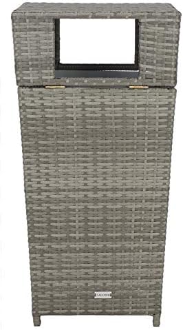 SAFAVIEH Outdoor Mazeli Wicker Trash Can, 35.1" Grey PAT7512B