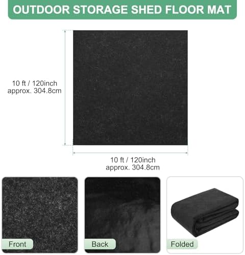 M METERXITY Outdoor Storage Shed Mat, 10x10 FT Waterproof Small Shed Flooring Mat for Patio Furniture Floor Protecting from Wear/Liquid/Dust/Oil, Non-Slip Carport Pad [Grey]