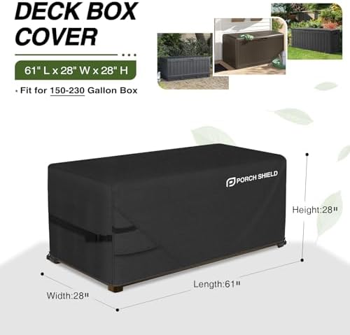 Porch Shield Patio Deck Box Storage Cover 61 x 28 x28 inch, Black