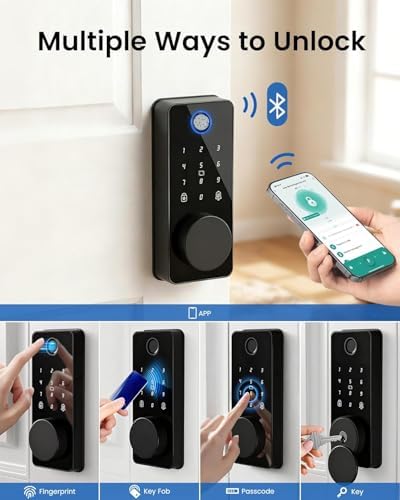 Smart Deadbolt Lock with 2 Knobs,Fingerprint Keyless Entry Door Lock