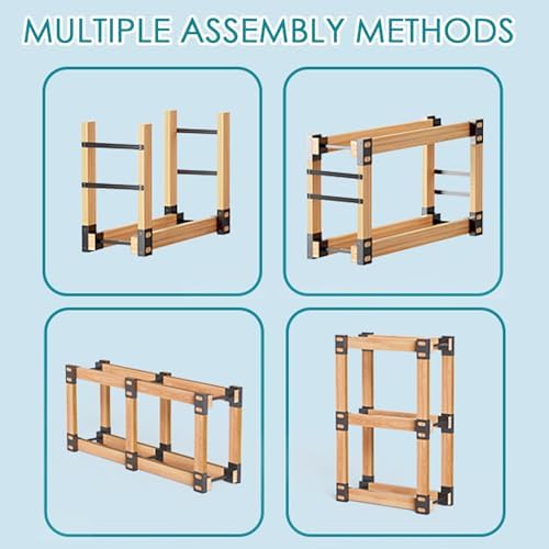 Eibikdi Firewood Rack Outdoor, Black, Set of 4