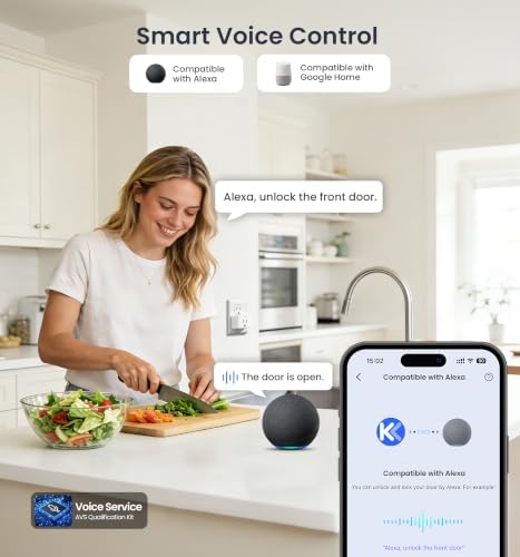 Veise VE017G WiFi Smart Keyless Entry Lock for Front Door, Matte Black
