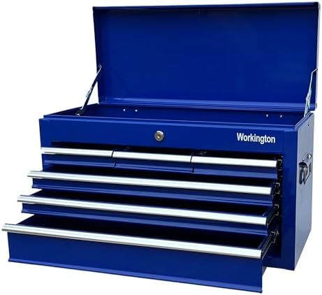 Workington Portable Metal Tool Chest with 6 Drawers, 24" 6-Drawer Tool Chest Cabinet with Ball Bearing Drawer Slides, Steel Tool Storage Box Organizer 4005 Blue
