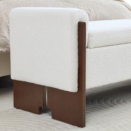 64"End of Bed Storage Bench King Size,Bedroom Bench with Storage,White