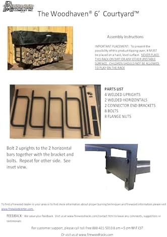 Woodhaven Courtyard Outdoor Firewood Rack With Cover (6 Foot)